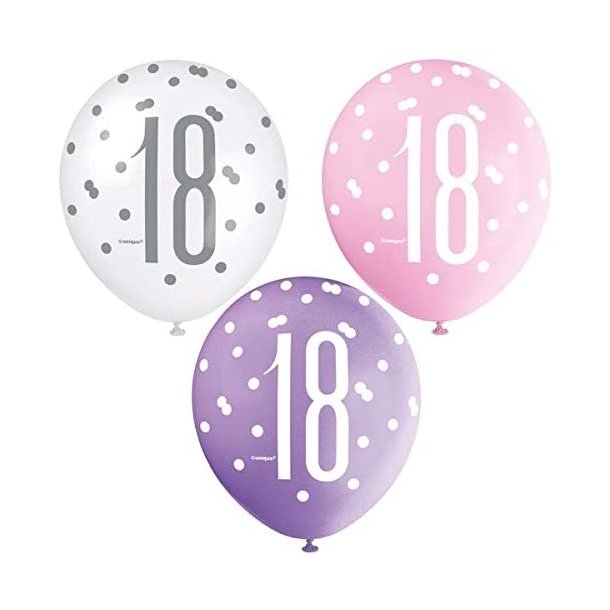 18 r ballong Rosa-Vit-lila
