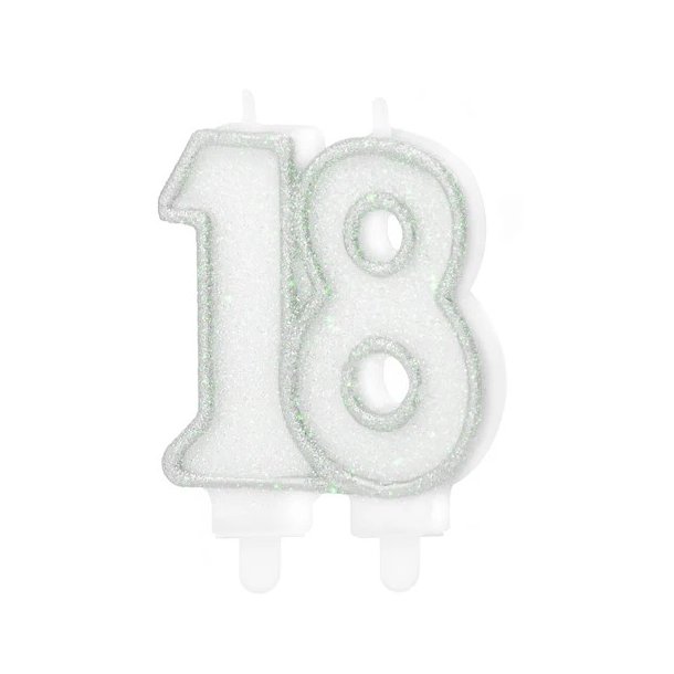 18 �rs kagelys i hvid-s�lv