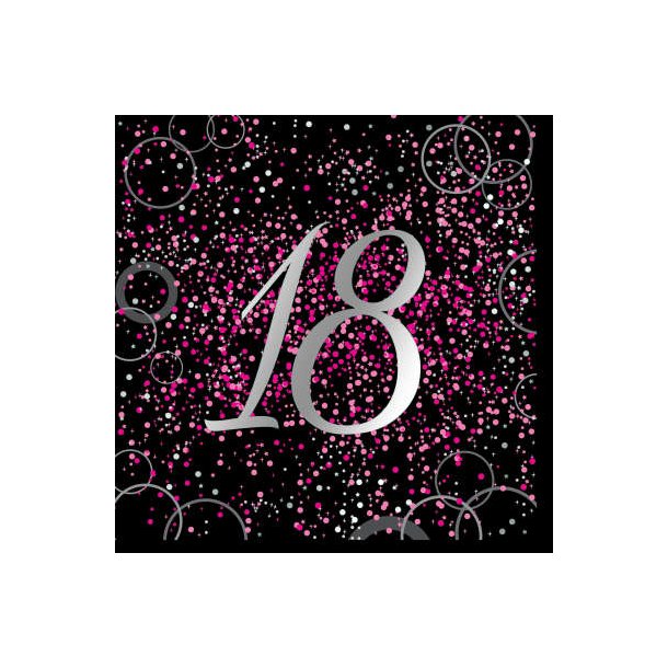 18 år Servietter i sort-pink