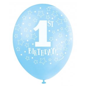 Ballon 1st birthday i lysebl