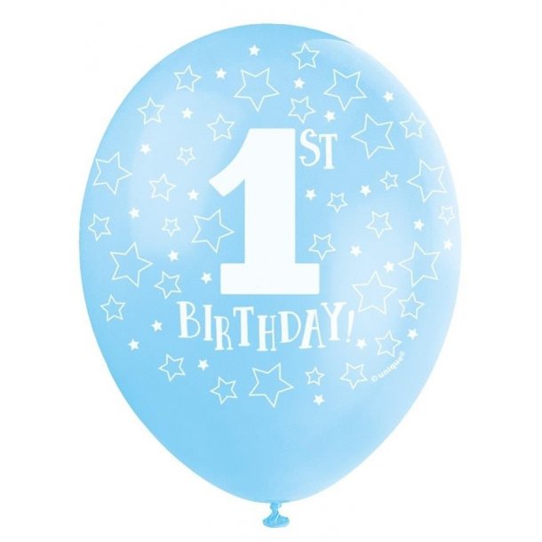 Ballon 1st birthday i lysebl
