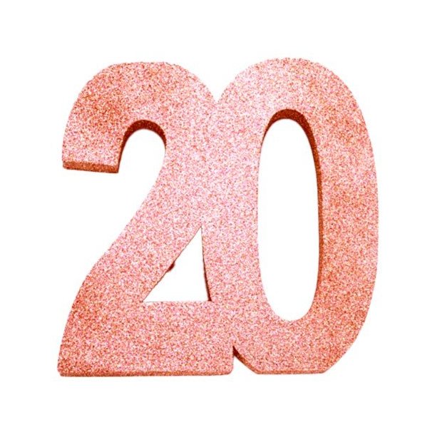 Tal 20 i rosegold | Køb talfigur til 20års fødselsdag