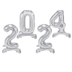 Folie nummerballong i silver p fot 70 cm