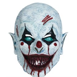 Blodig leende clown mask i latex