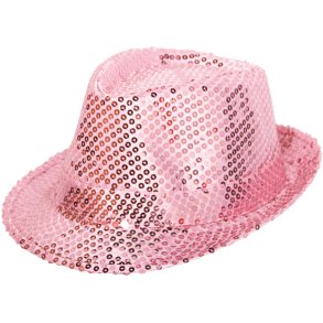 Hat Fedora med paljetter i rosa