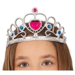 Tiara s�lv b�rn - Pink hjerte