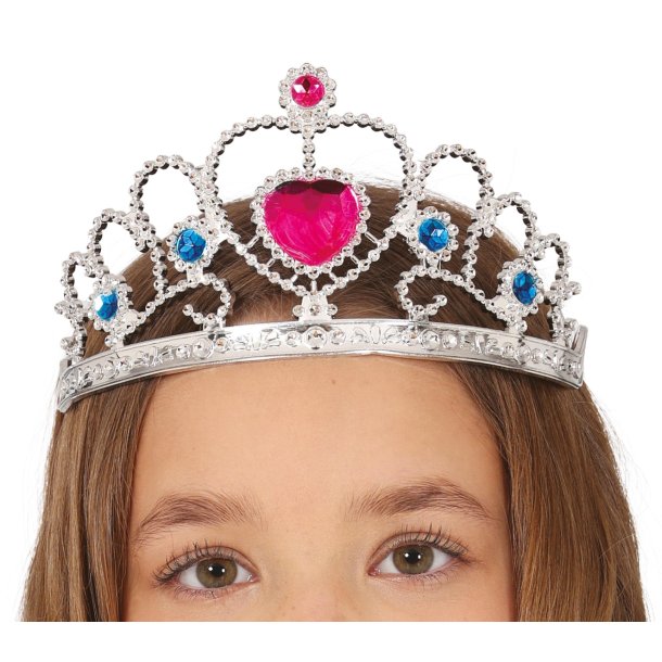 Tiara s�lv b�rn - Pink hjerte