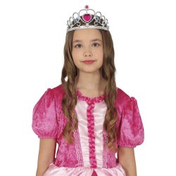 Tiara s�lv b�rn - Pink hjerte
