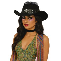 Sort Cowboyhat med Kranie