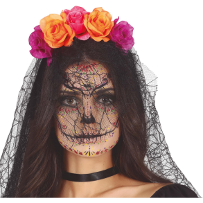 Day of the Dead tiara med slr - Orange