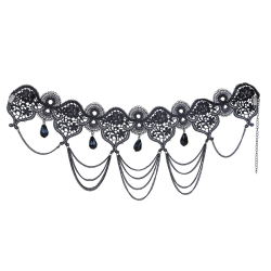 Gotisk svart choker med stenar