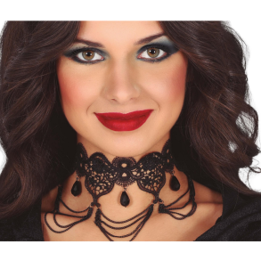 Gotisk svart choker med stenar