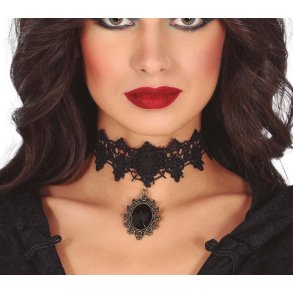 Choker halsblonde med sort sten