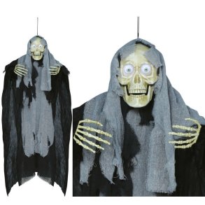 Halloween Goggle-eyed skelet pendel med lys og lyd - 120 cm