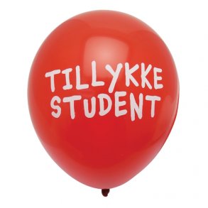 Ballon TILLYKKE STUDENT, RD 10 stk.
