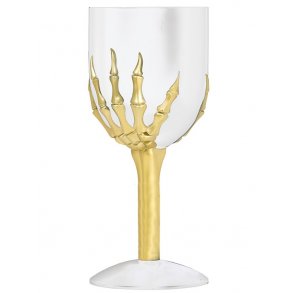 Vinglas med skelethnd