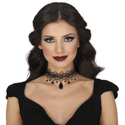 Choker halsband med svarta prlor