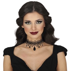 Choker halsblonde med sorte perler