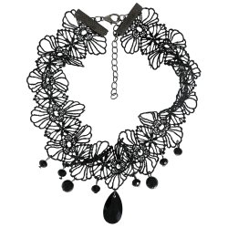 Choker halsband med svarta prlor