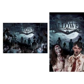 Halloween selfie baggrund -  zombie - 220x150cm
