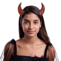 Djvulshorn med rda plaststenar