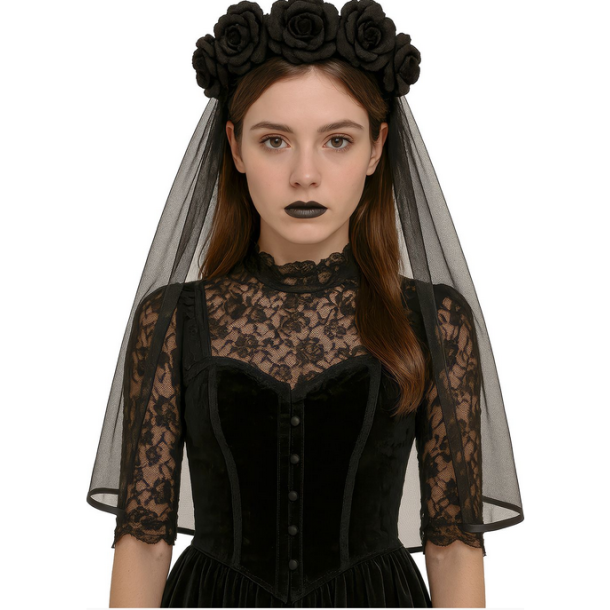 H�rb�jle med sl�r og roser - Sort