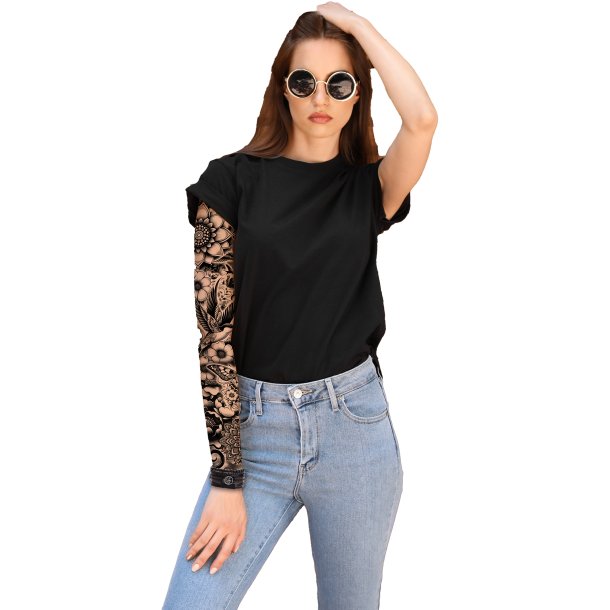 Tatueringshylsa - black flowers