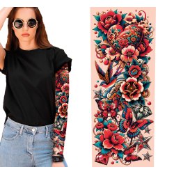 Tatueringshylsa - roses and butterflies