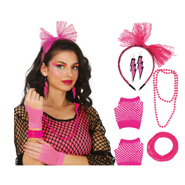 80-talsset 5 delar - Neonrosa