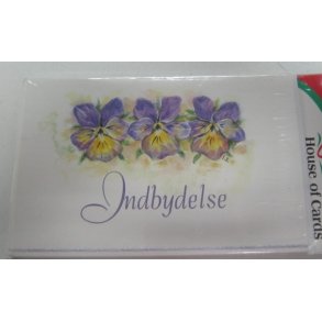 Indbydelse med stedmoderblomster, 5stk