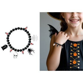 Svart Armband med Halloweenberlocker