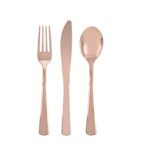 Plast bestik rosegold, 18 dele