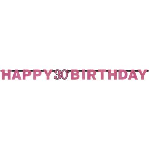 30 r Happy Birthday tekstbanner i Sparkling pink