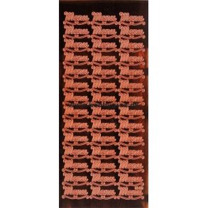 Stickers med 42 x menu-tekst, kobber