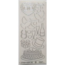 Klar glitterstickers med bryllupsmotiver