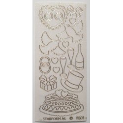 Klar glitterstickers med bryllupsmotiver