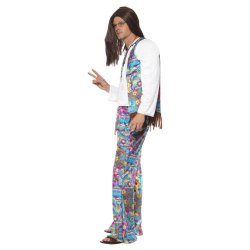 Hippie Maskeraddrkt ljusbl Groovy
