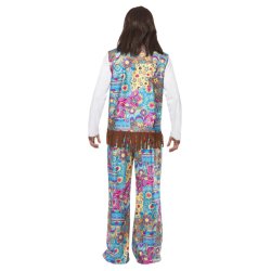Hippie Maskeraddrkt ljusbl Groovy