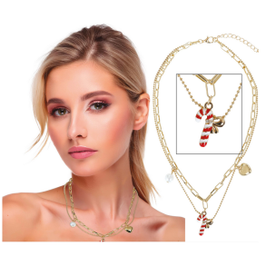 Jule halskde med julestok vedhng