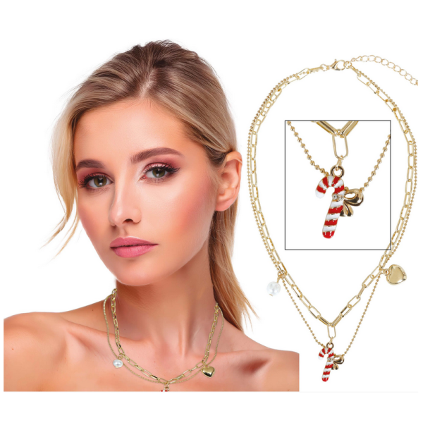 Jule halskde med julestok vedhng