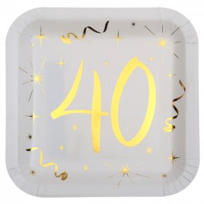 40 rs tallrik i vit-guld