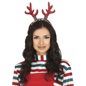 Hrbjle med rensdyrhorn i glitter-rd