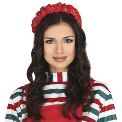 Hrband med rt jultyg