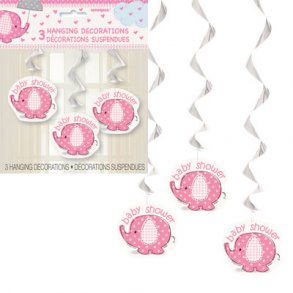 Babyshower dekoration med 3 stk. spiral lyserd