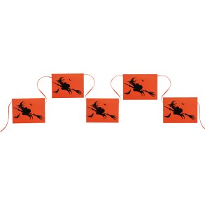 Halloween flagbanner i orange med heks