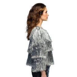 Silverglittrande Festival Flare-jacka