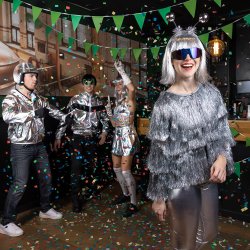 Silverglittrande Festival Flare-jacka