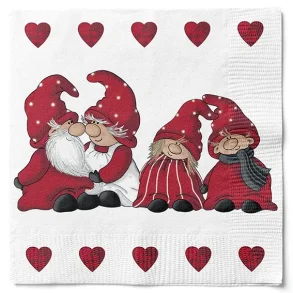 Juleserviet i hvid med Nissefamilie