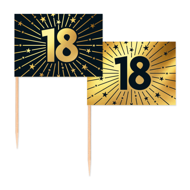 T�rtflagga 18 �r svart/guld, 50 st