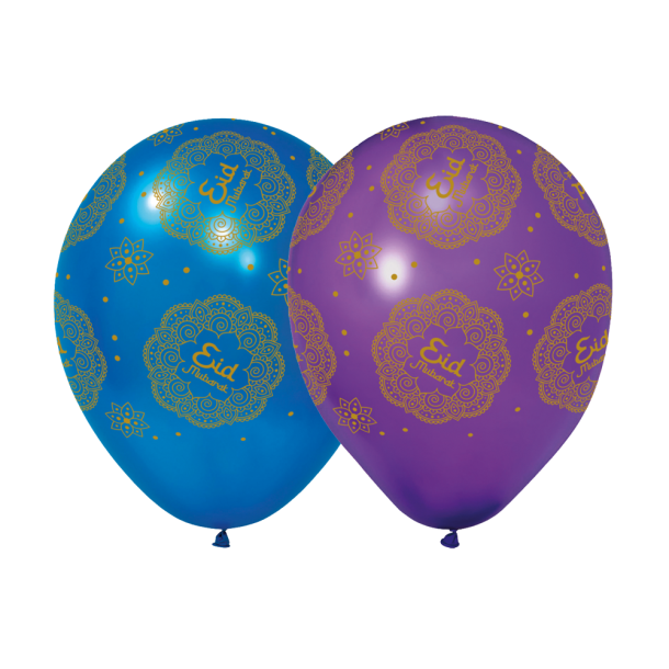 Eid Mubarak ballonger lila/bl� - 6 st